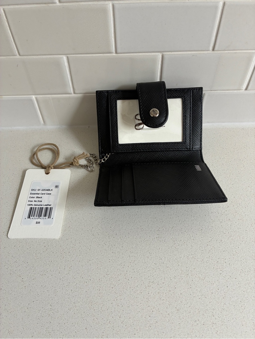 Hobo Essential Card Case Black Leather Snap Wallet - Picture 4 of 11